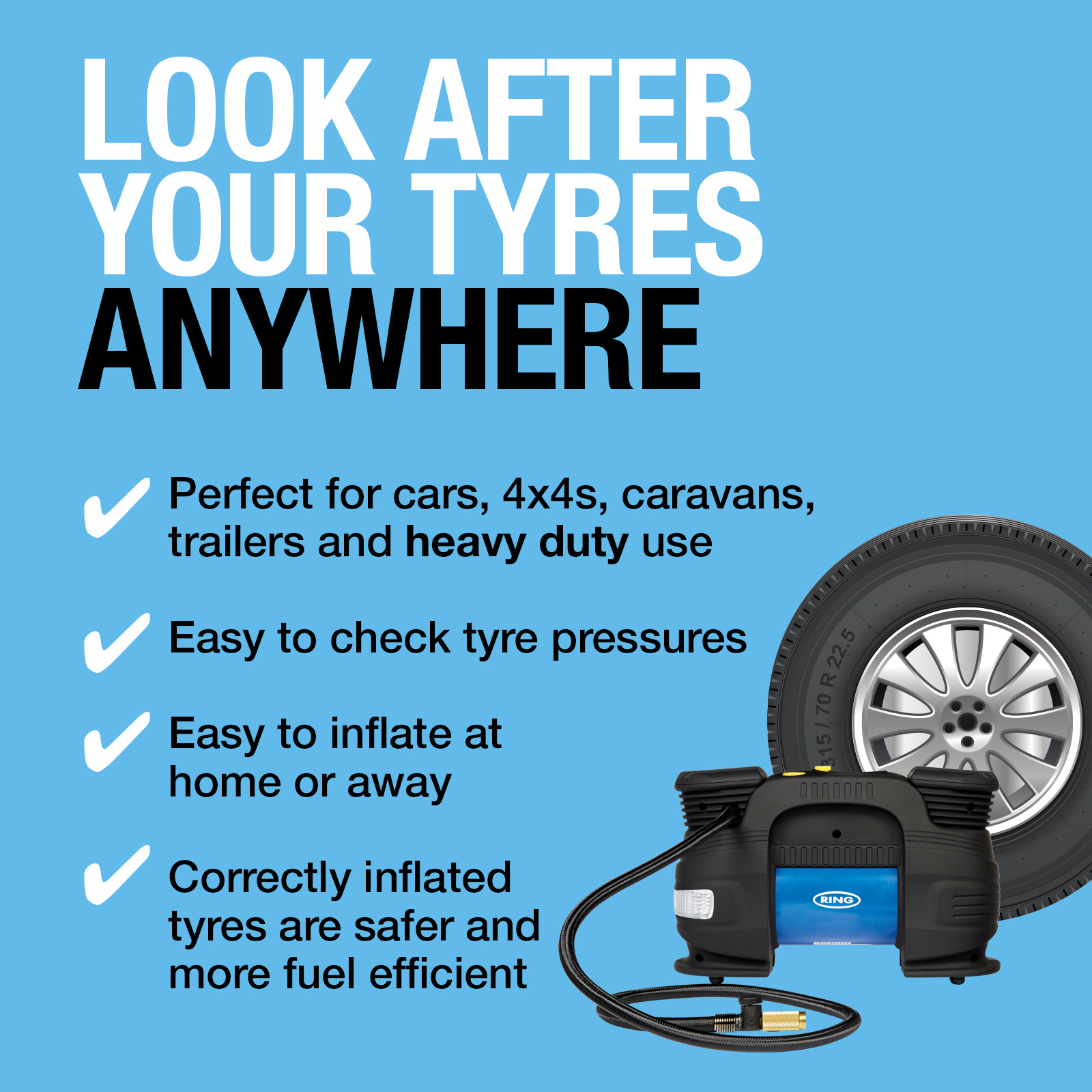 RAC830 Caravan Tyre Inflator Ring Automotive